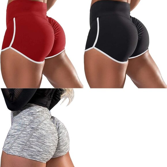 Aurgelmir Pants - Bundle Lot 3 Women's Workout Shorts Scrunch Booty Gym Yoga Sports Athletic Sz M